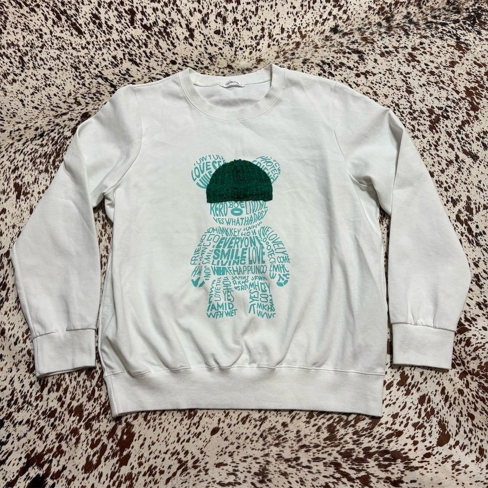 Malfi NYC Unisex Diesel Punk Bear Graphic Sweatshirt White Size M - Picture 1 of 7